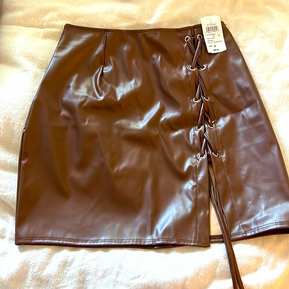 New With Tags Faux Leather Windsor Skirt